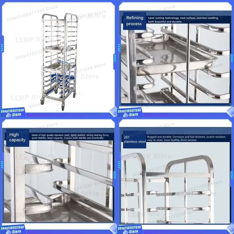 Kitchen Baking Trolley - 15 Layer Stainless Steel Bread Rack