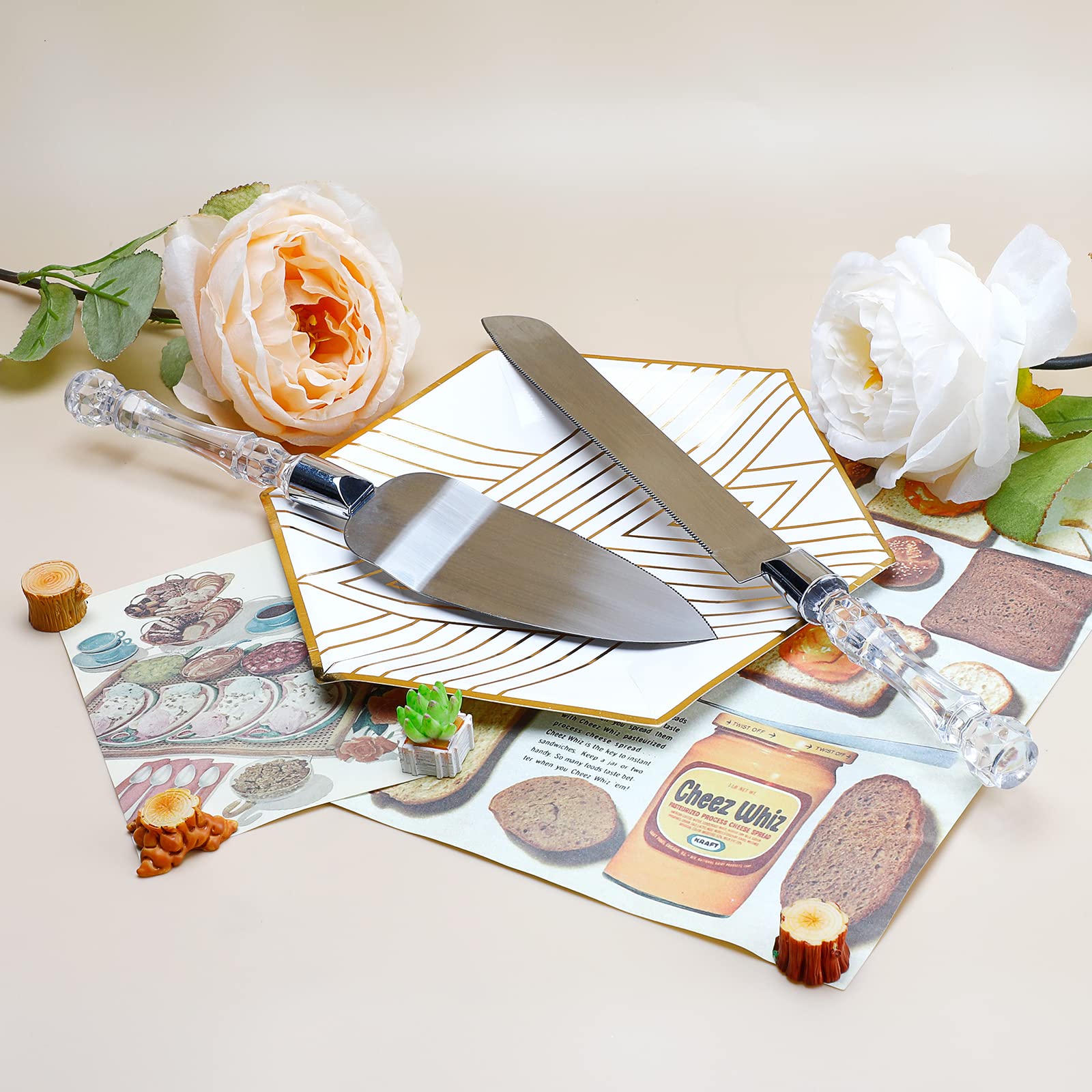 Cake Knife and Server Set Crys - Offset Spatula Set 评论和价格