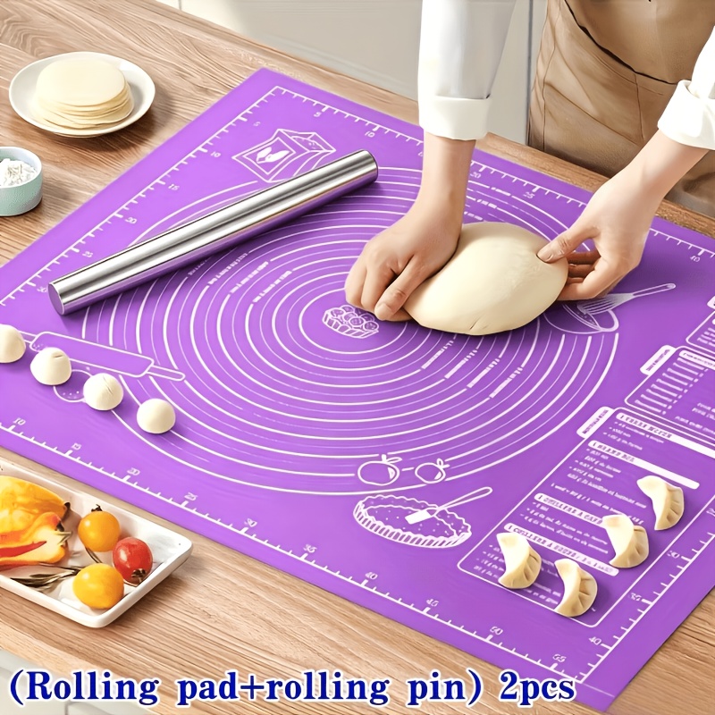 2Pcs Silicone Dough Mat & Roll - Kitchen Roll Baking 评论和价格