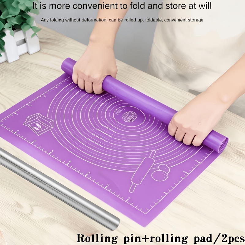 2Pcs Silicone Dough Mat & Roll - Kitchen Roll Baking 评论和价格