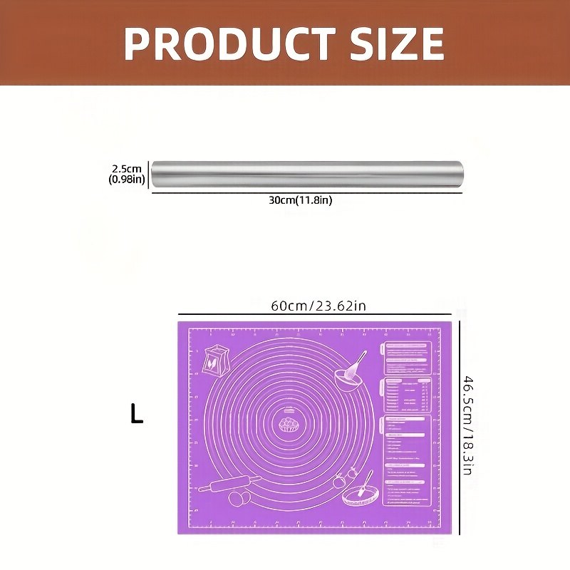2Pcs Silicone Dough Mat & Roll - Kitchen Roll Baking 评论和价格