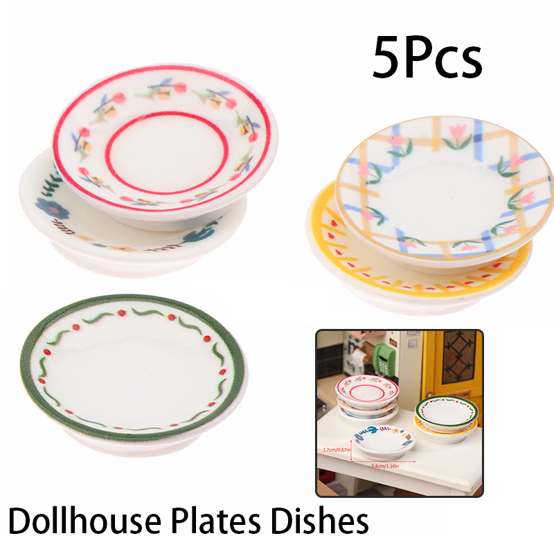 5Pcs 1/12 Dollhouse Mini Plate - Miniature Baking Kitchen 评论和价格