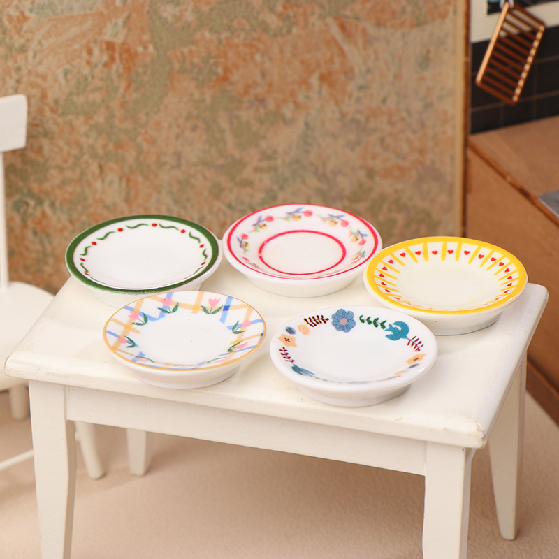 5Pcs 1/12 Dollhouse Mini Plate - Miniature Baking Kitchen 评论和价格