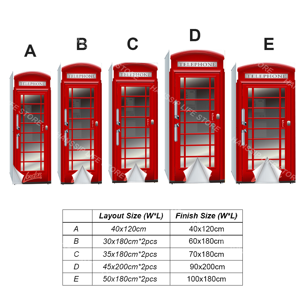 Retro Phone Booth Printed Refr - Kitchen Baking Cabinet 评论和价格
