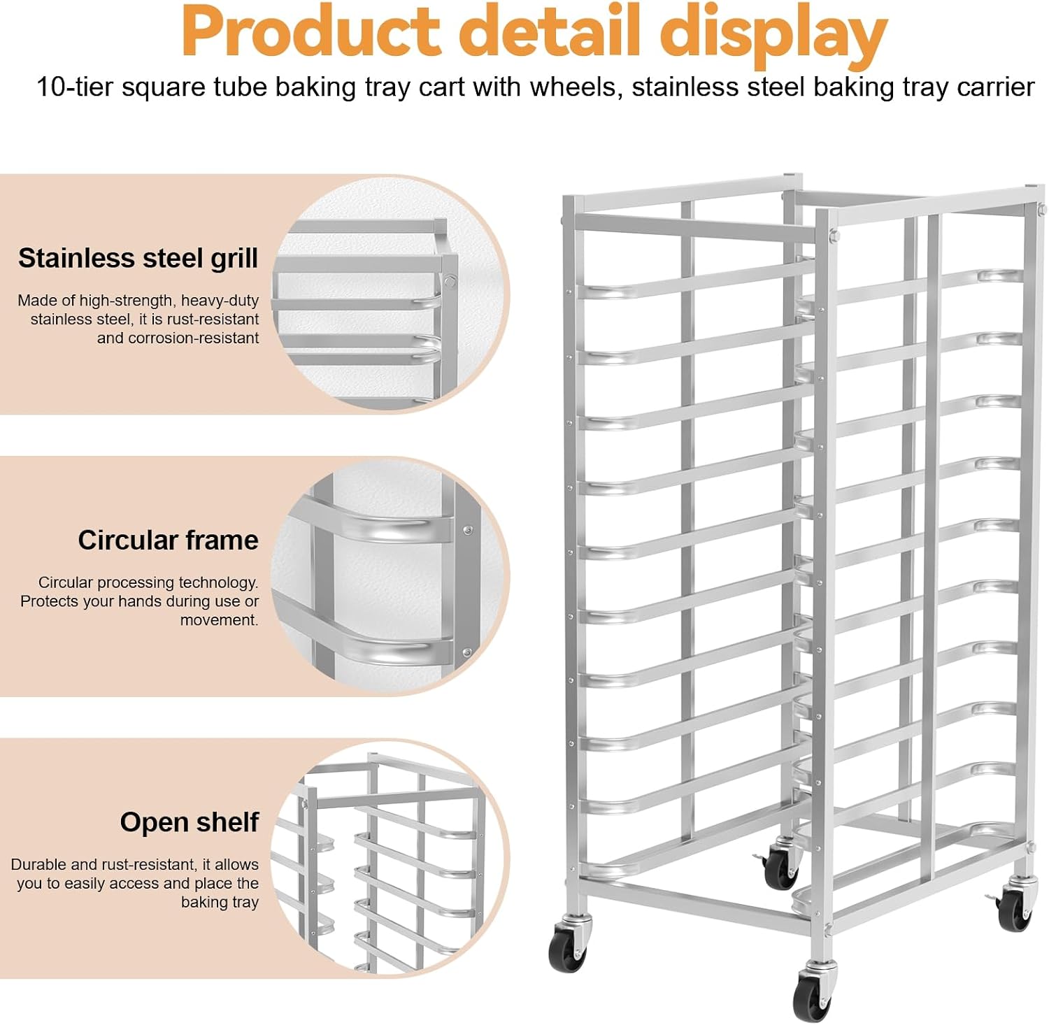 Commercial Stainless Steel Bak - Kitchen Baking Trolley 评论和价格