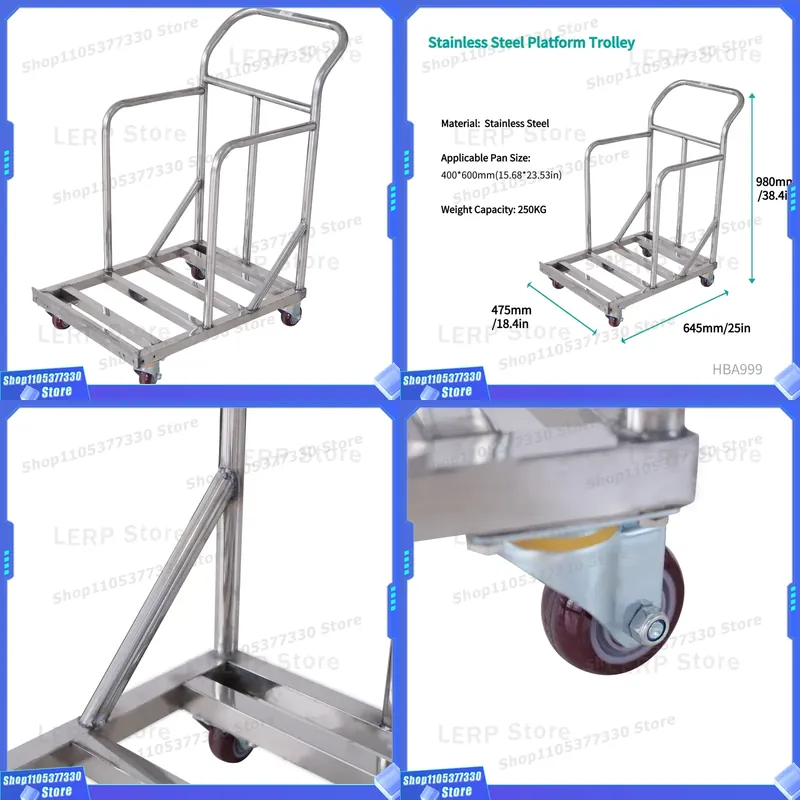 980x645x475mm Stainless Steel  - Kitchen Baking Trolley 评论和价格
