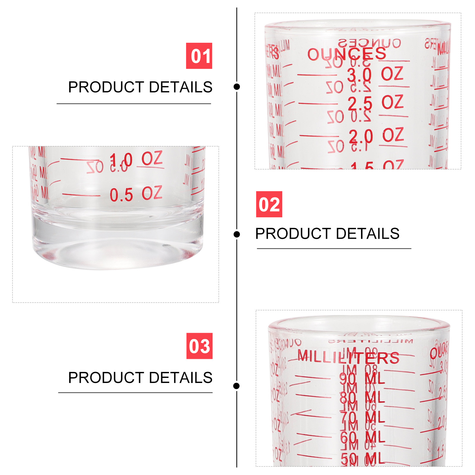 3Pcs Glass Measuring Cups Set  - Kitchen And Baking Tools 评论和价格
