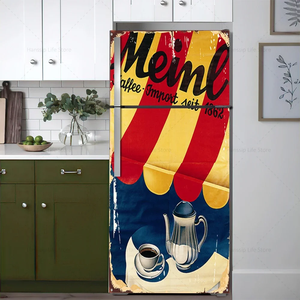 Retro Coffee Background Fridge - Kitchen Baking Cabinet 评论和价格