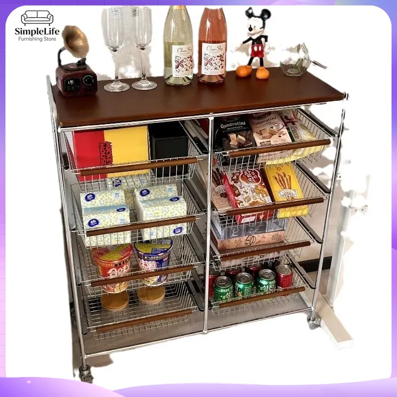 Retro Kitchen Cart with Wheels - Kitchen Baking Trolley 评论和价格