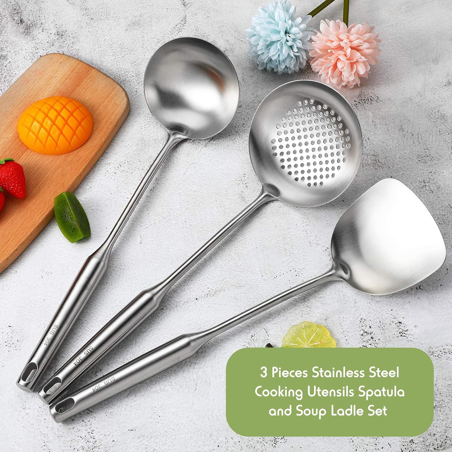 Wok Spatula, Ladle and Large S - Offset Spatula Set 评论和价格