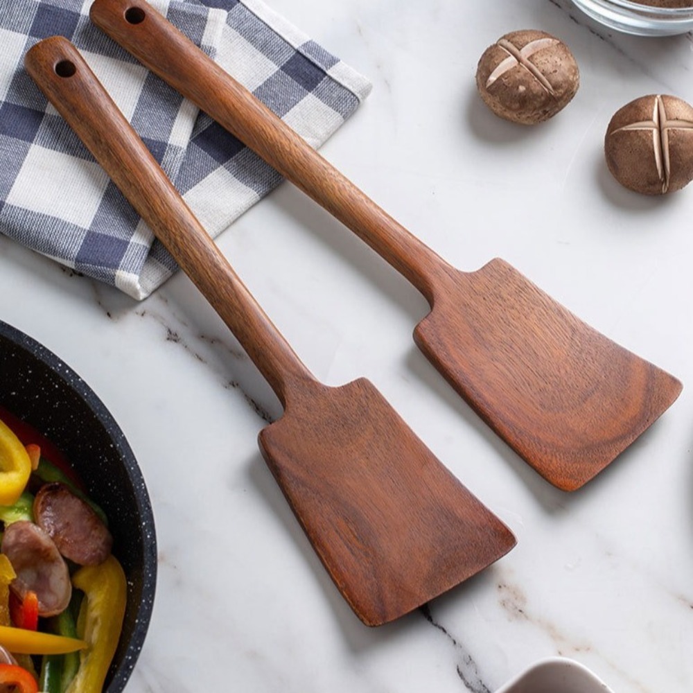 34cm Solid Wood Cooking Spatul - Offset Spatula Set 评论和价格